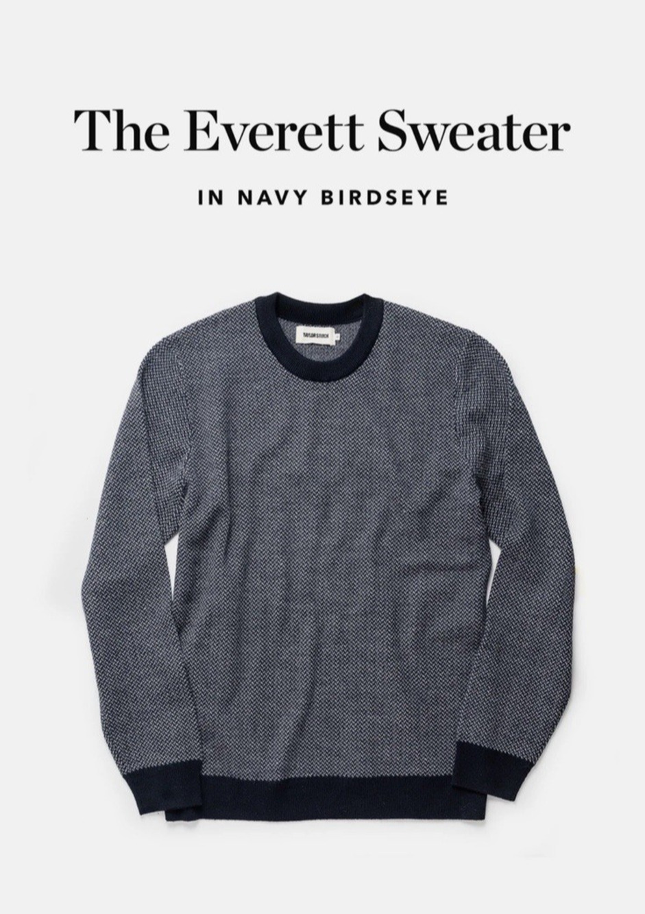 Taylor Stitch The Everett Sweater Navy Birdseye Merino Wool Corpcore Men Sz 36 S